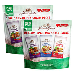 Nature's Garden Healthy Trail Mix Snack Packs, Assorted Flavors, 1.2 oz Pouch, 24/Bag, 2 Bags/Carton