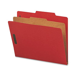 Nature Saver Classification Folders, w/ Fasteners, 1 Dvdr, Letter, 10/Box, Bright Red