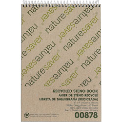 Nature Saver Steno Notebook, Gregg Ruled, 60 sheets, 6"x9", White