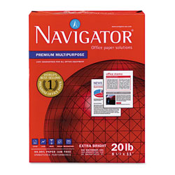 Navigator Premium Multipurpose Copy Paper, 97 Bright, 20lb, 8.5 x 11, White, 500 Sheets/Ream, 10 Reams/Carton (SNANMP1120)