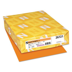 Neenah Paper Exact Brights Paper, 20lb, 8.5 x 11, Bright Orange, 500/Ream