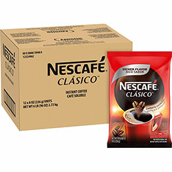 Nescafe Clasico Dark Roast Instant Coffee, Dark, 128 oz, 12/Carton