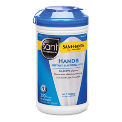 Nice-Pak Hands Instant Sanitizing Wipes, 7 1/2 x 5, 300/Canister, 6/CT