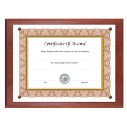 Nudell Plastics Award-A-Plaque Document Holder, Acrylic/Plastic, 10-1/2 x 13, Mahogany