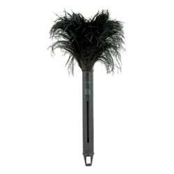 O'Dell® Pop Top Feather Duster, Ostrich, 9 in to 14 in Handle, Black