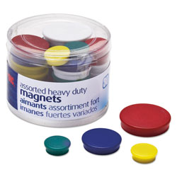 Officemate Assorted Heavy-Duty Magnets, Circles, Assorted Sizes & Colors, 30/Tub