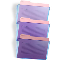 Officemate Blue Glacier™ Wall File, 3/Box - 15 in, x 13 in x 4.1 in Depth - Stackable - Transparent Blue - Plastic - 3 / Pack