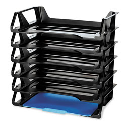 Officemate Recycled Side Load Desk Tray, 6 Sections, Letter Size Files, 15.13 in x 8.88 in x 15 in, Black, 6/Pack