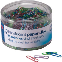 Officemate Small Translucent Vinyl Paper Clips, 600/Tub