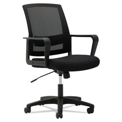 OIF Mesh Mid-Back Chair, Supports up to 225 lbs., Black Seat/Black Back, Black Base