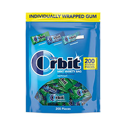 Orbit® Sugar-Free Chewing Gum, Spearmint/Peppermint/Wintermint, 200 Pieces/Pack