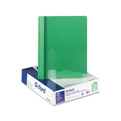 Oxford Clear Front Report Cover, 3 Fasteners, Letter, 1/2 in Capacity, Green, 25/Box