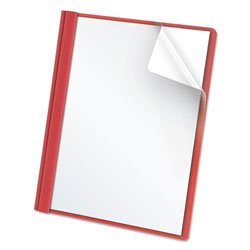 Oxford Clear Front Report Cover, 3 Fasteners, Letter, 1/2 in Capacity, Red, 25/Box
