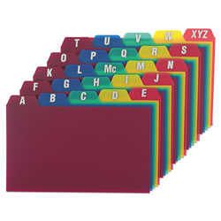 Oxford Durable Poly A-Z Card Guides, 1/5-Cut Top Tab, A to Z, 3 x 5, Assorted Colors, 25/Set (ESS73153)