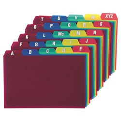Oxford Durable Poly A-Z Card Guides, 1/5-Cut Top Tab, A to Z, 4 x 6, Assorted Colors, 25/Set (ESS73154)