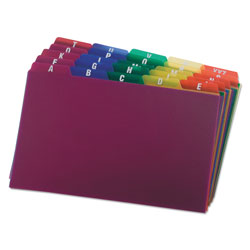 Oxford Durable Poly A-Z Card Guides, 1/5-Cut Top Tab, A to Z, 5 x 8, Assorted Colors, 25/Set (ESS73155)