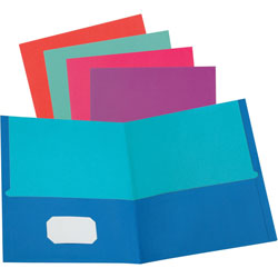 Oxford Folder, Twin-Pocket, 1/10 inWx11-3/4 inLx9-2/5 inH, 50/BX, Assorted