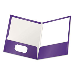 Oxford High Gloss Laminated Paperboard Folder, 100-Sheet Capacity, Purple, 25/Box (ESS51726)
