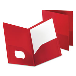 Oxford Poly Twin-Pocket Folder, Holds 100 Sheets, Opaque Red