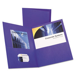 Oxford Twin-Pocket Folder, Embossed Leather Grain Paper, Purple, 25/Box