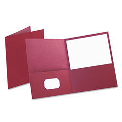 Oxford Twin-Pocket Folder, Embossed Leather Grain Paper, Burgundy, 25/Box