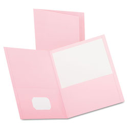Oxford Twin-Pocket Folder, Embossed Leather Grain Paper, Pink, 25/Box