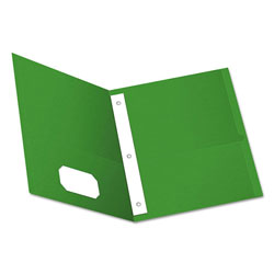 Oxford Twin-Pocket Folders with 3 Fasteners, Letter, 1/2 in Capacity, Green, 25/Box