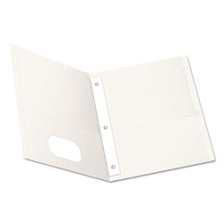 Oxford Twin-Pocket Folders with 3 Fasteners, Letter, 1/2 in Capacity, White, 25/Box