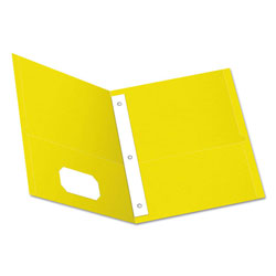 Oxford Twin-Pocket Folders with 3 Fasteners, Letter, 1/2 in Capacity, Yellow, 25/Box