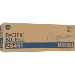 Pacific Blue Ultra 8 in High-Capacity Recycled Paper Towel Roll, White, 26490, 1150 Feet Per Roll, 3 Rolls Per Case
