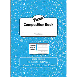 Pacon Composition Book - 24 Sheets - 48 Pages9.8 in x 7.5 in - Blue Marble Cover - Durable Cover, Soft Cover