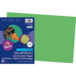 Pacon Construction Paper, 58lb, 12 x 18, Bright Green, 50/Pack