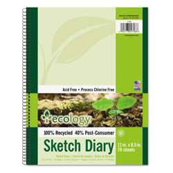 Pacon Ecology Sketch Diary, 60 lb, 11 x 8.5, White, 70 Sheets