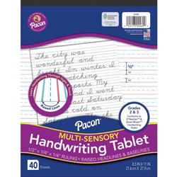 Pacon Multi-Sensory Ruled Handwriting Tablet - Student - 12 / Each - White