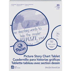 Pacon Picture Story Chart Tablet, 24 in x 32 in, 1-1/2 in Rld, 25/Sheets, WE