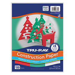 Pacon Tru-Ray Construction Paper, 70 lb Text Weight, 9 x 12, Assorted Holiday Colors, 150/Pack