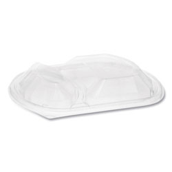 Pactiv ClearView MealMaster Lids with Fog Gard Coating, Large 2-Compartment Dome Lid, 9.38 x 8 x 1.25, Clear, 252/Carton