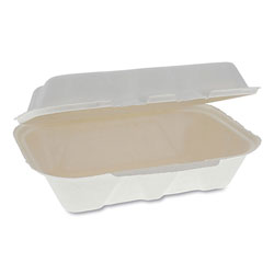 Pactiv EarthChoice Bagasse Hinged Lid Container, 9.1 x 6.1 x 3.3, 1-Compartment, Natural, 150/Carton