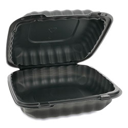 Pactiv EarthChoice SmartLock Microwavable Hinged Lid Containers, 8.31 x 8.35 x 3.1, Black, 200/Carton