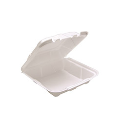 Pactiv Foam Hinged Lid Containers, Dual Tab Lock, 8.42 x 8.15 x 3, 1-Compartment, White, 150/Carton