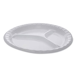 Pactiv Laminated Foam Dinnerware, 3-Compartment Plate, 10.25 in Diameter, White, 540/Carton