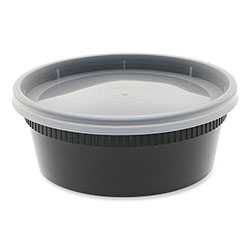 Pactiv Newspring DELItainer Microwavable Container, 8 oz, 4.55 x 4.55 x 1.8, Black/Clear, Plastic, 240/Carton