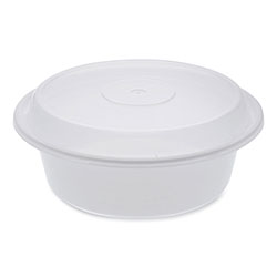 Pactiv Newspring VERSAtainer Microwavable Containers, Round, 32 oz, 7 x 7 x 2.75, White/Clear, Plastic, 150/Carton