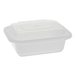 Pactiv Newspring VERSAtainer Microwavable Containers, Rectangular, 12 oz, 4.5 x 5.5 x 2.12, White/Clear, Plastic, 150/Carton