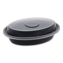 Pactiv Newspring VERSAtainer Microwavable Containers, Oval, 6 oz, 5.7 x 4 x 1.1, Black/Clear, Plastic, 150/Carton