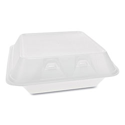 Pactiv SmartLock Foam Hinged Containers, Medium, 8 x 8.5 x 3, 3-Compartment, White, 150/Carton