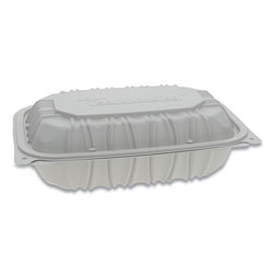 Pactiv Vented Microwavable Hinged-Lid Takeout Container, 9 x 6 x 2.75, White, 170/Carton