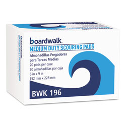 Boardwalk Medium Duty Scour Pad, Green, 6 x 9, 20/Carton