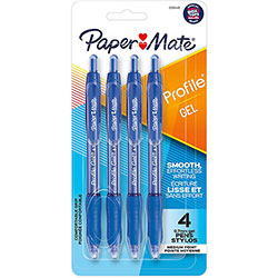 Papermate® Profile 0.7mm Retractable Gel Pen - Medium Pen Point - 0.7 mm Pen Point Size - Retractable - Blue Gel-based Ink - 4 / Pack