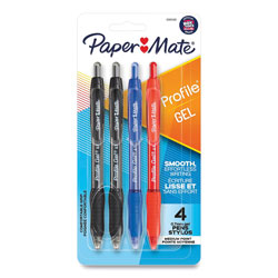 Papermate® Profile Gel Pen, Retractable, Medium 0.7 mm, Assorted Ink and Barrel Colors, 4/Pack